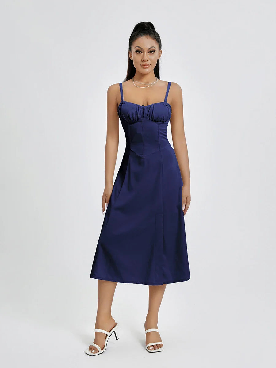 שמלת מידי קיצית בעיצוב כפרי בעיטור שסע - אלדורי