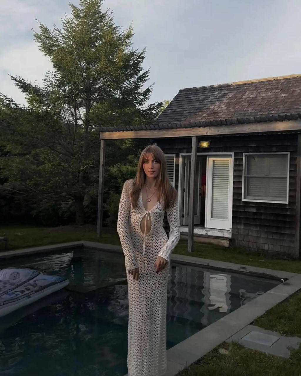 שמלת מקסי קרושה בעיטור קשירה בחזה - Halo