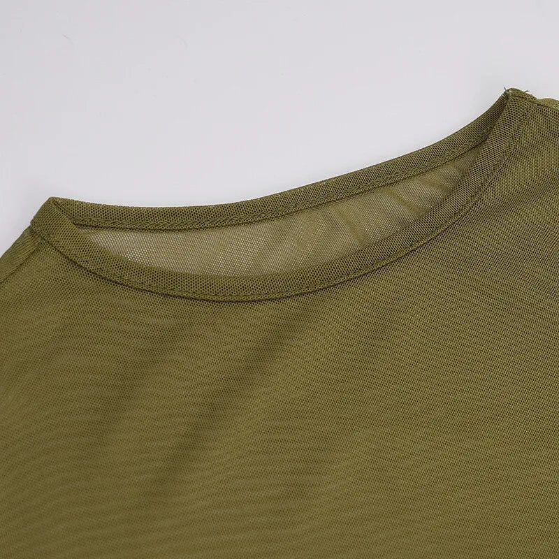 שמלת מקסי בעיצוב קיפולים ורשת - מינה