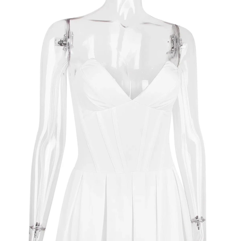 שמלת מידי סטרפלס בשילוב כיסים - פאני