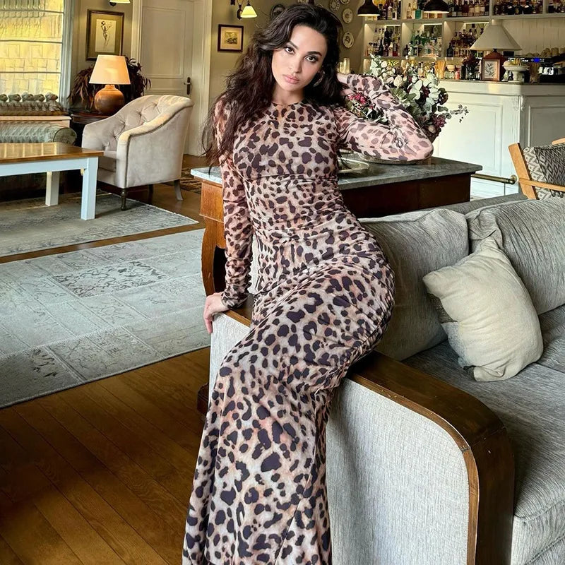 שמלת מקסי שיפון מנומרת - טנזניה