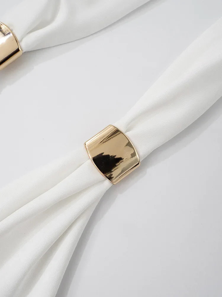 שמלת מקסי בוהו בעיצוב קשירות בעיטור אבזמי זהב - מיכאלה