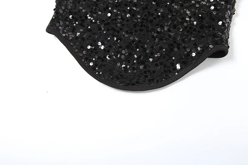 סט שני חלקים חצאית מקסי סאטן וטופ מחוך סטרפלס בעיטור פייטים - Milani