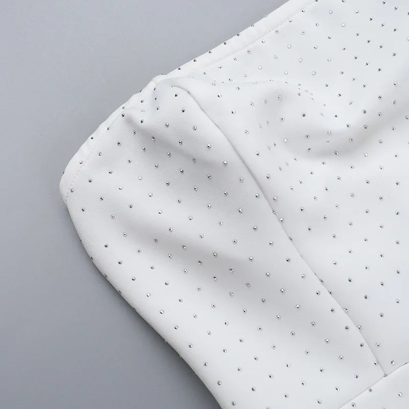 שמלת מיני סטרפלס בעיטור זרקונים מנצנצים - Londyn