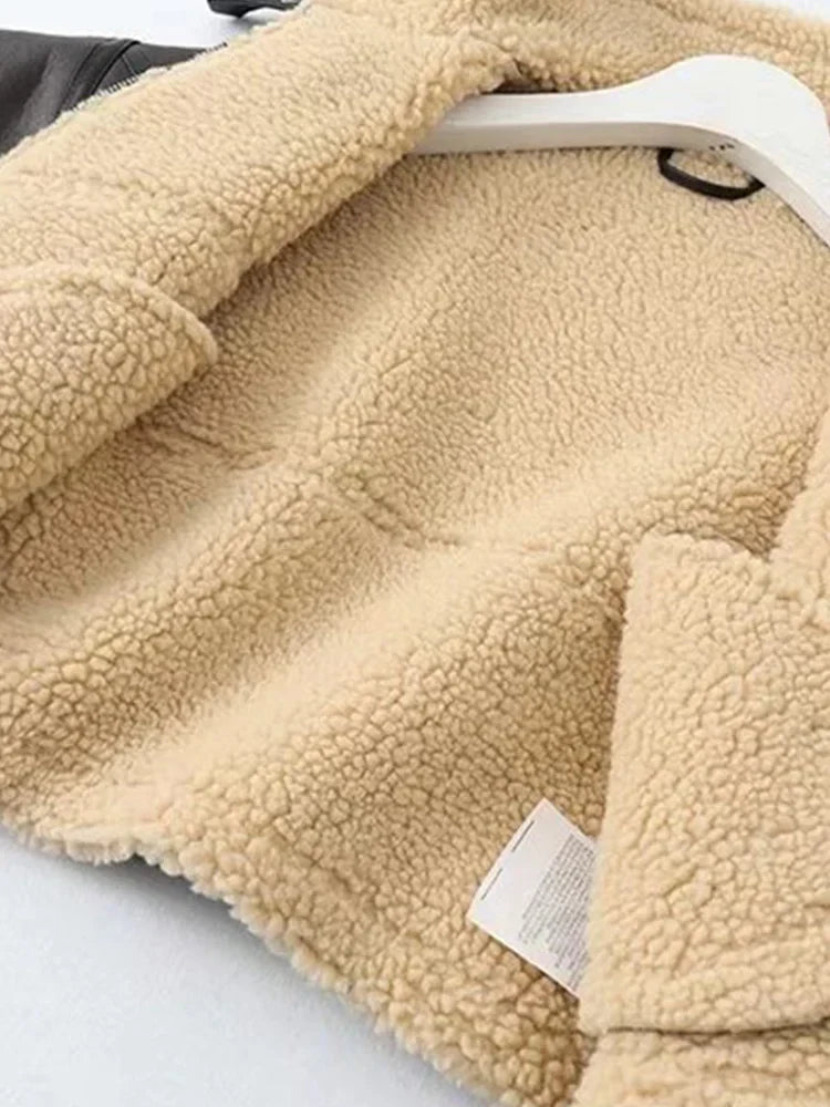 מעיל עור קצר פרווה פנימית - ג'וני