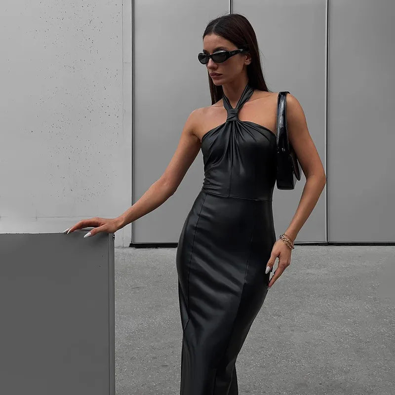 שמלת מידי דמוי עור - ג'קי