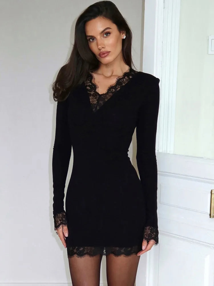 Mini dress with lace trim - MIRAN