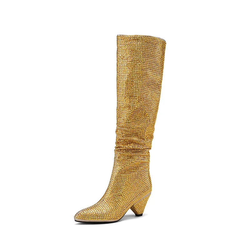 Heeled boots with glittering rhinestones - Daisy