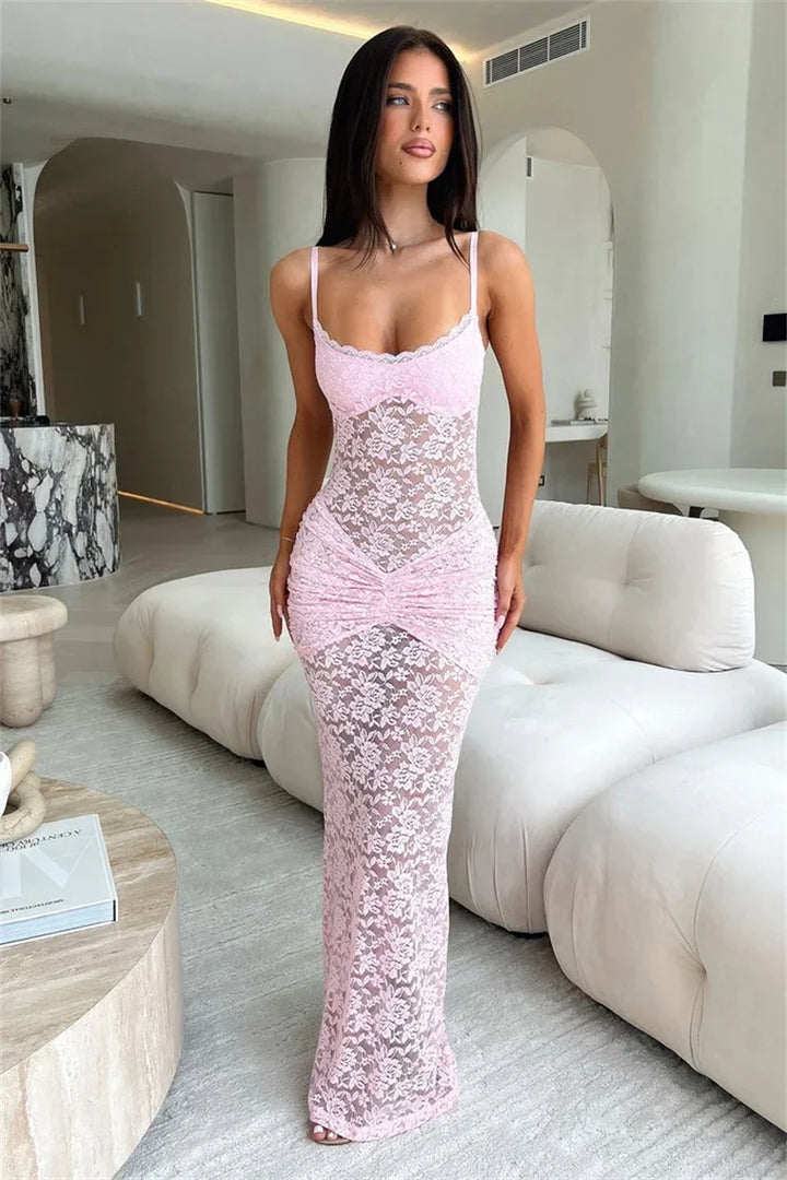 Lace maxi dress with a ruched design - NONA