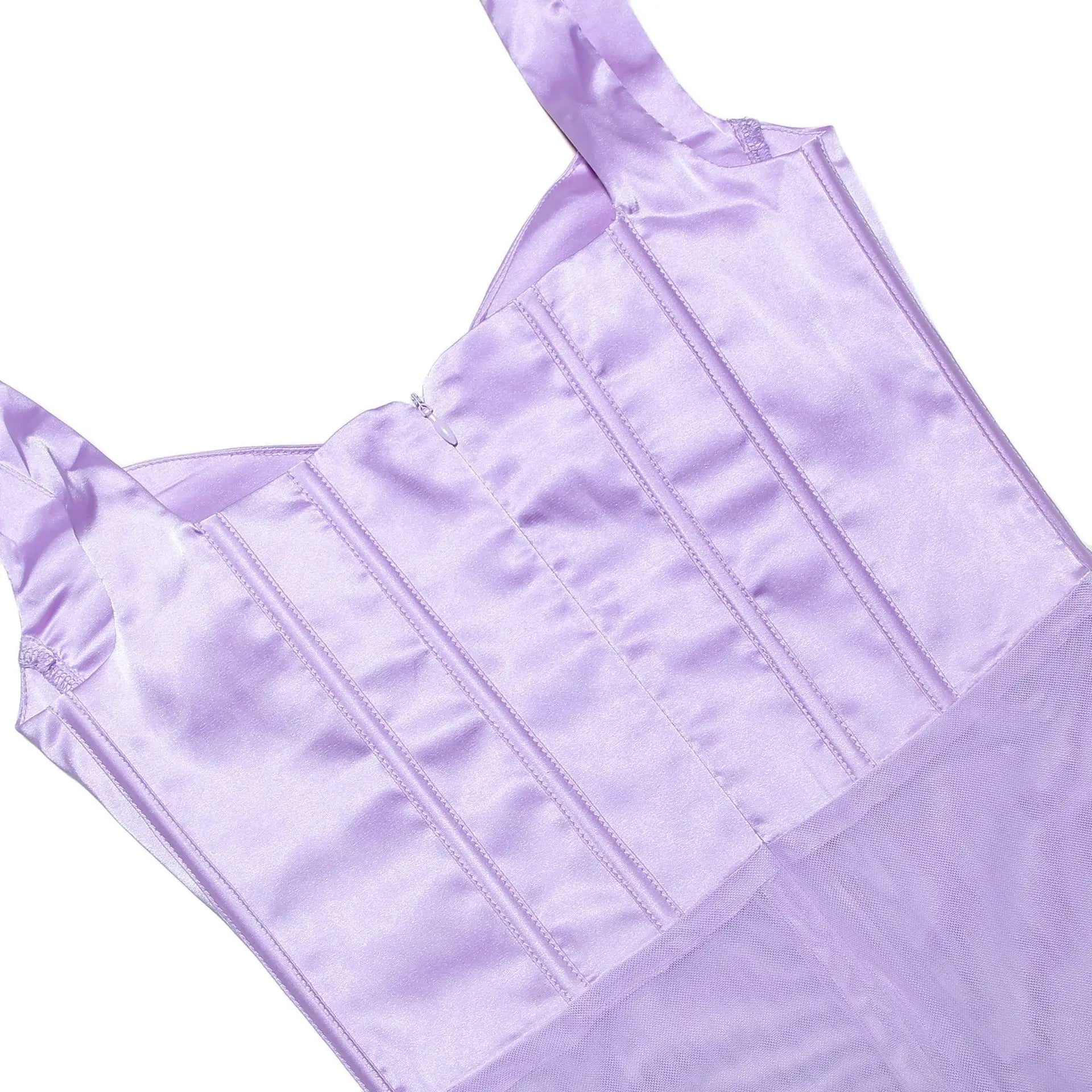 שמלת מקסי רשת בעיצוב מחוך סאטן - Mariam