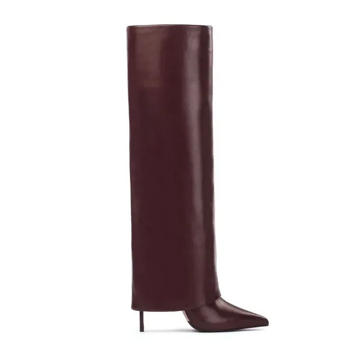 Genuine leather/imitation leather high pointed heel boots - Amaya