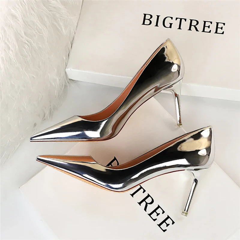 Shiny high heel shoes in various heights - Hailey