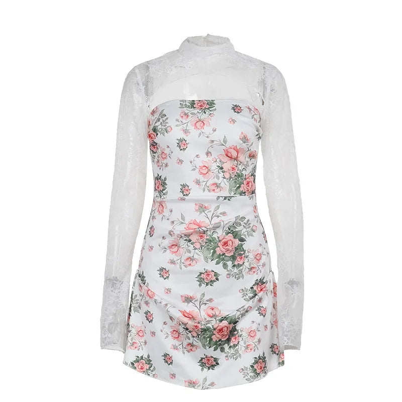 שמלת מיני פרחונית בעיטור תחרה - סיגל