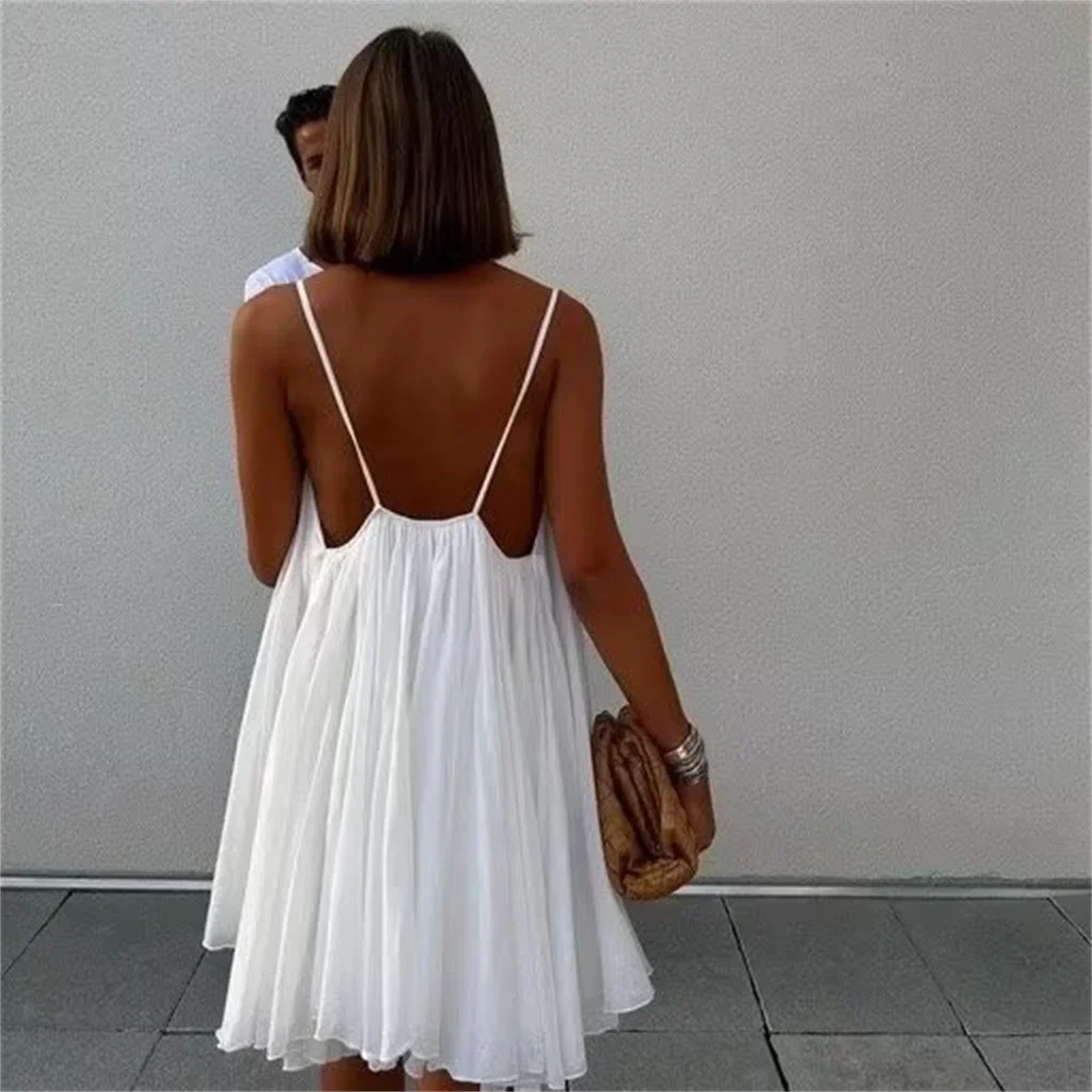 שמלת מיני שיפון מלמלה גב פתוח - פנלופה