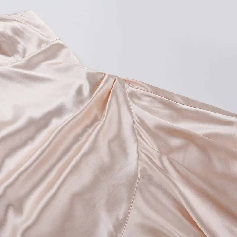 שמלת מקסי סאטן מלמלה בעיטור שסע - סיאנה