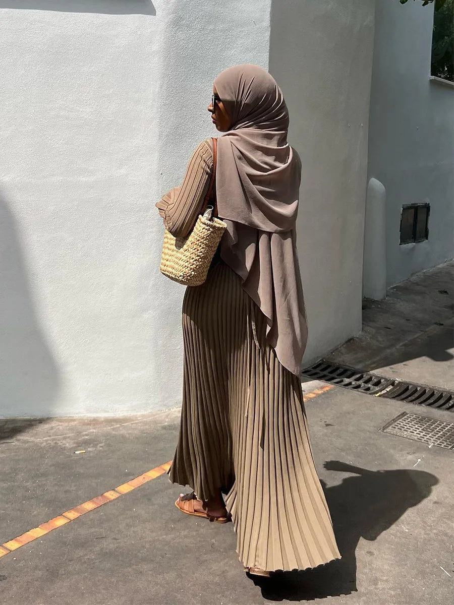 שמלת מקסי בד חורפי - לאמרה