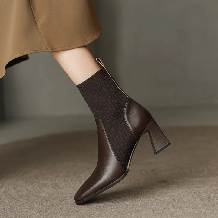 Leatherette boots with high heels - Dahlia
