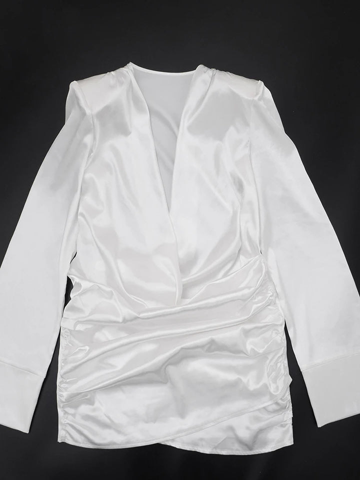 Pleated satin mini dress - Roxana