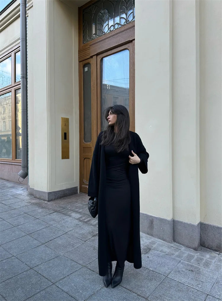 קרדיגן צמרי ארוך סגירת חגורת קשירה - קאי