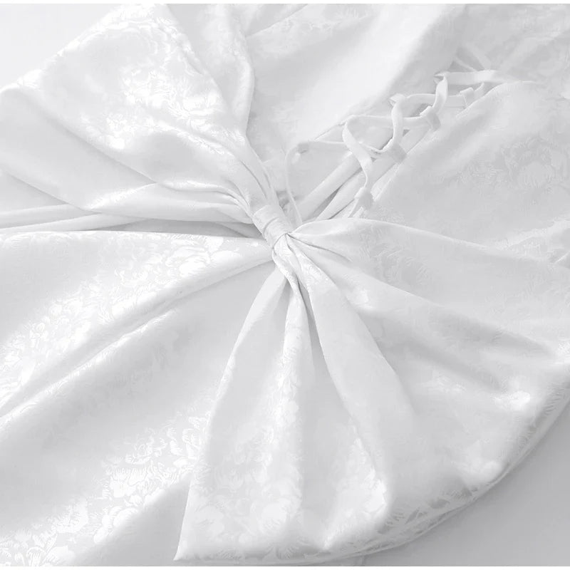 שמלת מיני סטרפלס בעיטור רקמת איורי פרחים ופפיון - חימנה