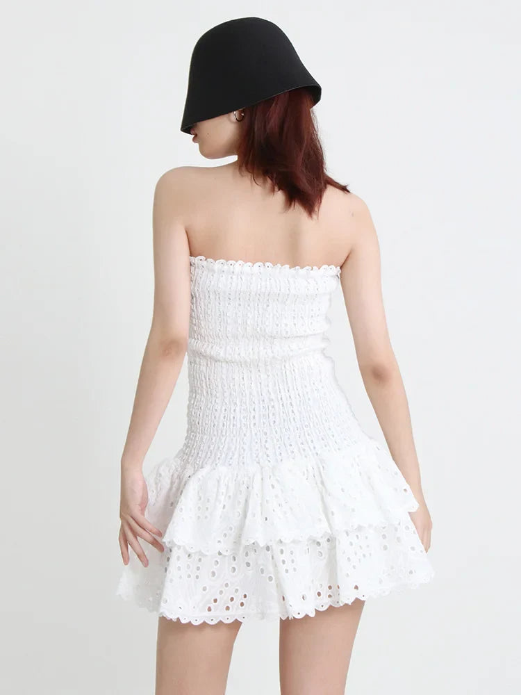 שמלת מיני סטרפלס כיווצים מלמלה - דיאן