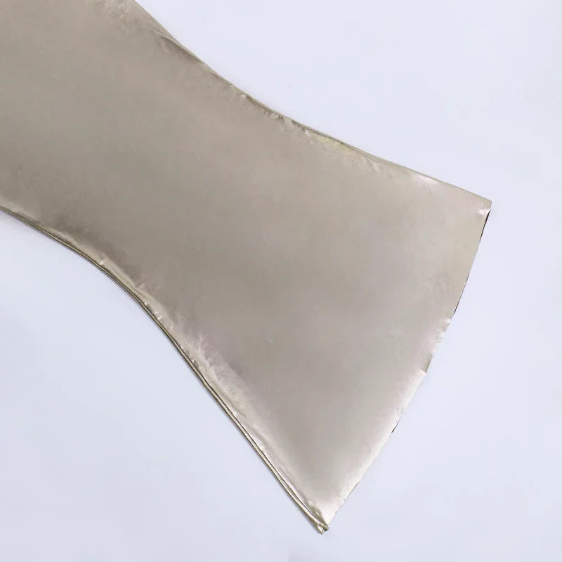 שמלת מקסי בגוון ברונזה מטאלי בעיצוב קשירה בכתפיות גב פתוח - ננסי