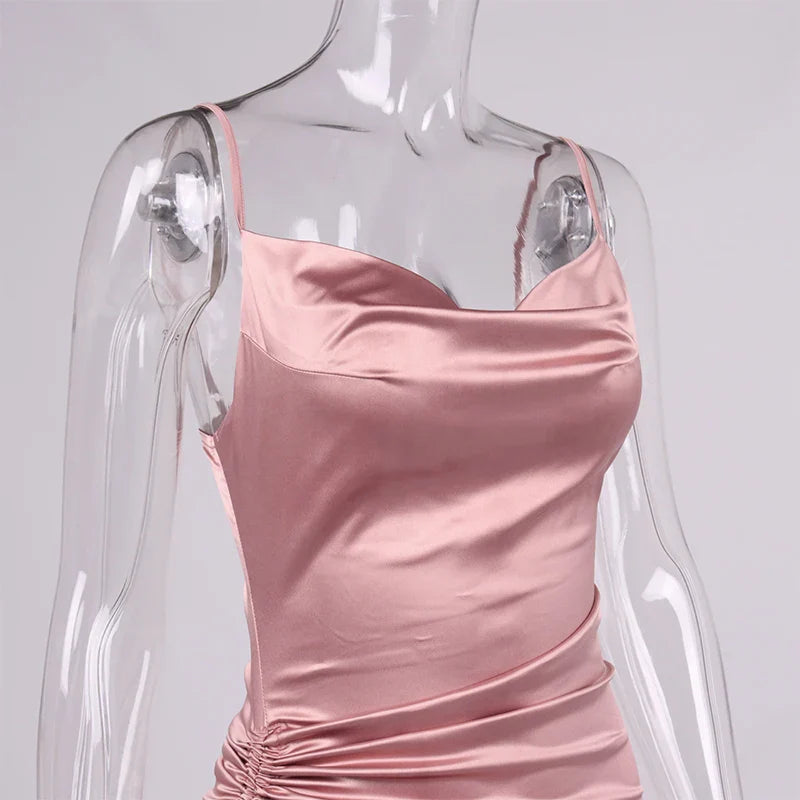 שמלת מידי כיווצים סאטן - ליס