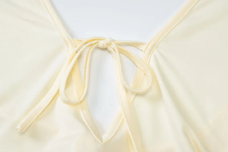 שמלת מקסי מלמלה בעיצוב שסע וקשירה בחזה - מונה