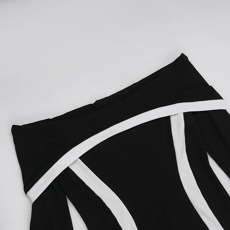 שמלת מקסי כתפיים חשופות בעיטור קווי מתאר - קייטי