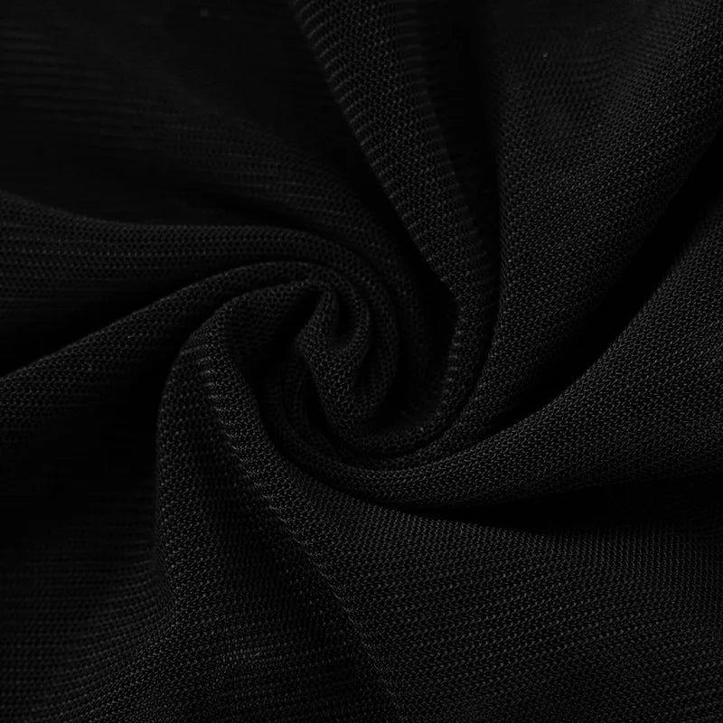 שמלת מיני סאטן צווארון גולף בעיצוב רשת מחוך ופתחים -  DIANA