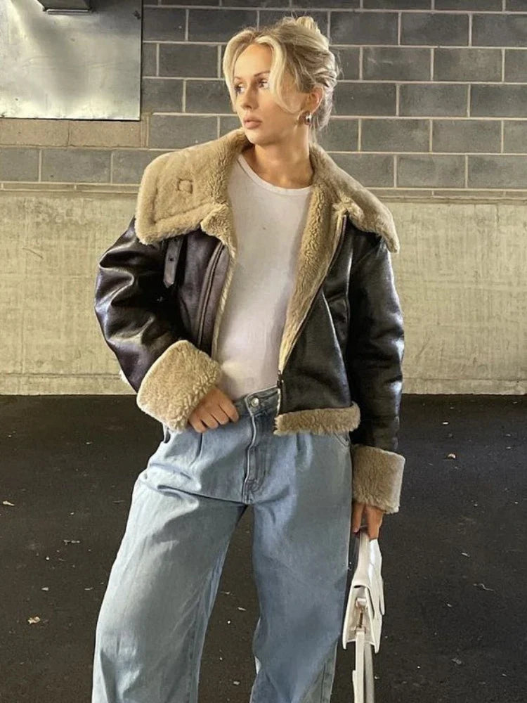 מעיל עור פרווה פנימית - קנדי