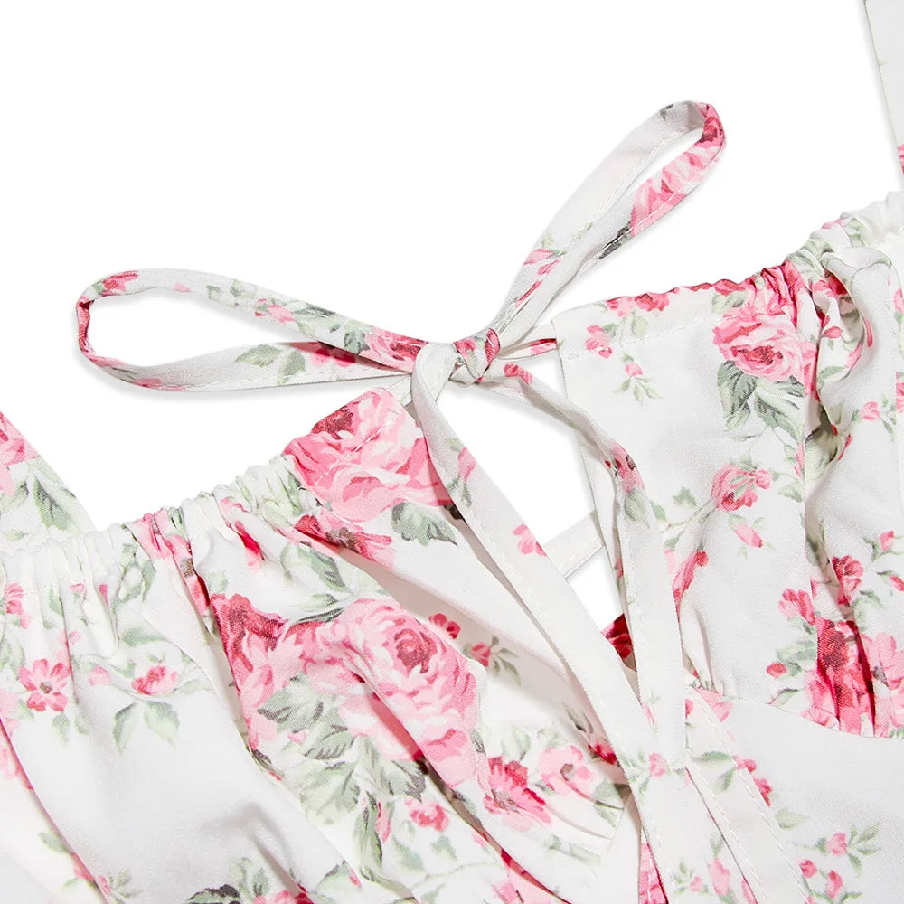 שמלת מידי קיצית בעיצוב כפרי בעיטור שסע - אנג'ליקה