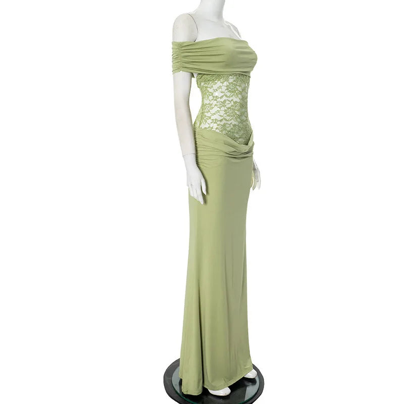 שמלת מקסי כתפיים חשופות בעיצוב תחרה - ג'סיקה