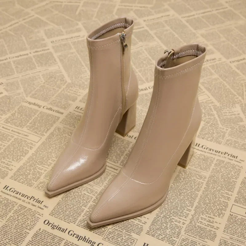 Shiny leatherette heeled boots - Sasha