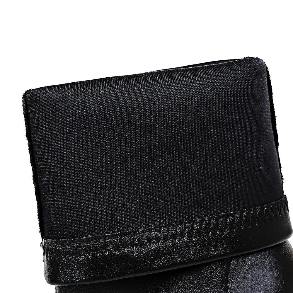 Faux leather heeled boots with warm fur lining - DORI