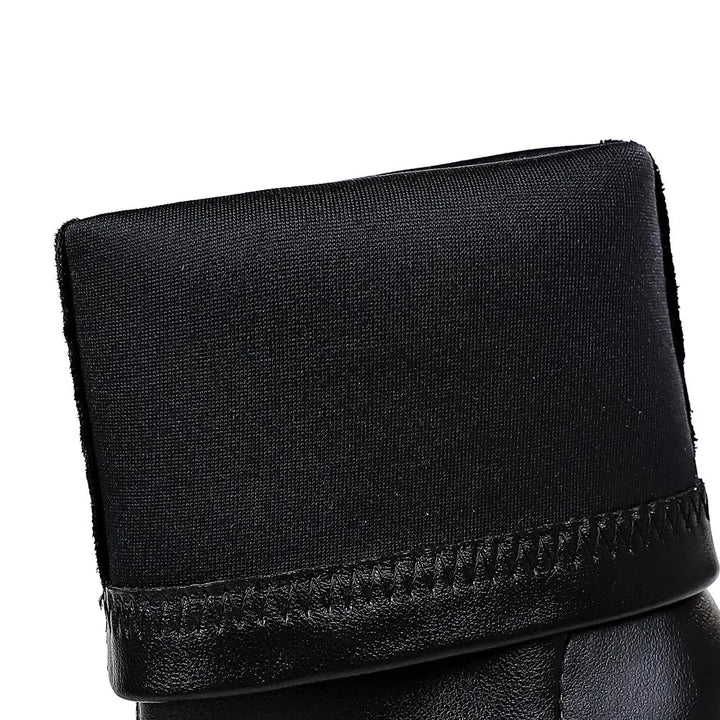 Faux leather heeled boots with warm fur lining - DORI