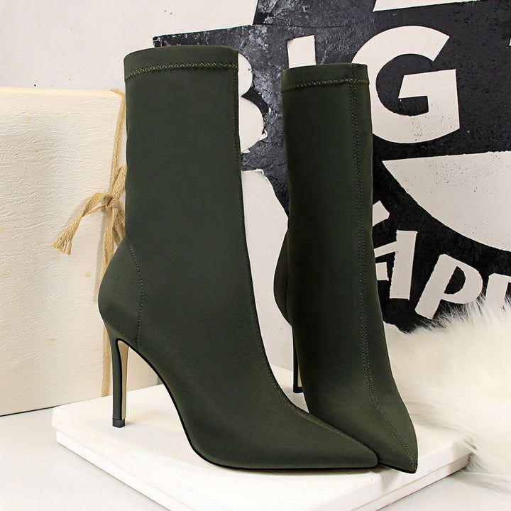 Silk Pointed Heel Boots - Chloé