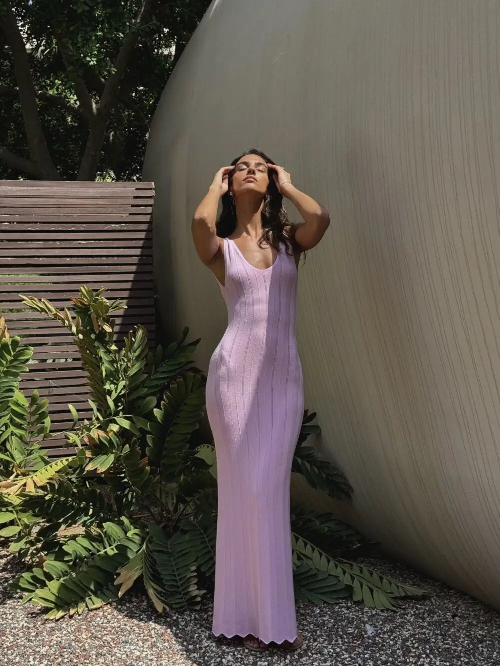 שמלת מקסי סרוגה גב פתוח - Maliyah