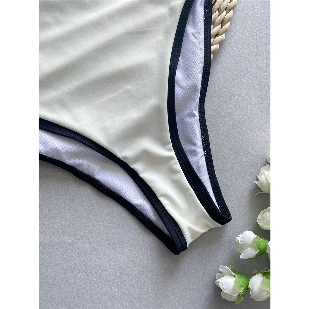 בגד ים שלם גזרה גבוהה סטייל וינטג' - חווה