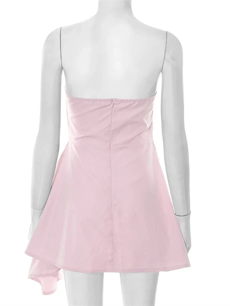 שמלת מיני סטרפלס בעיצוב קיפולים - מלודי