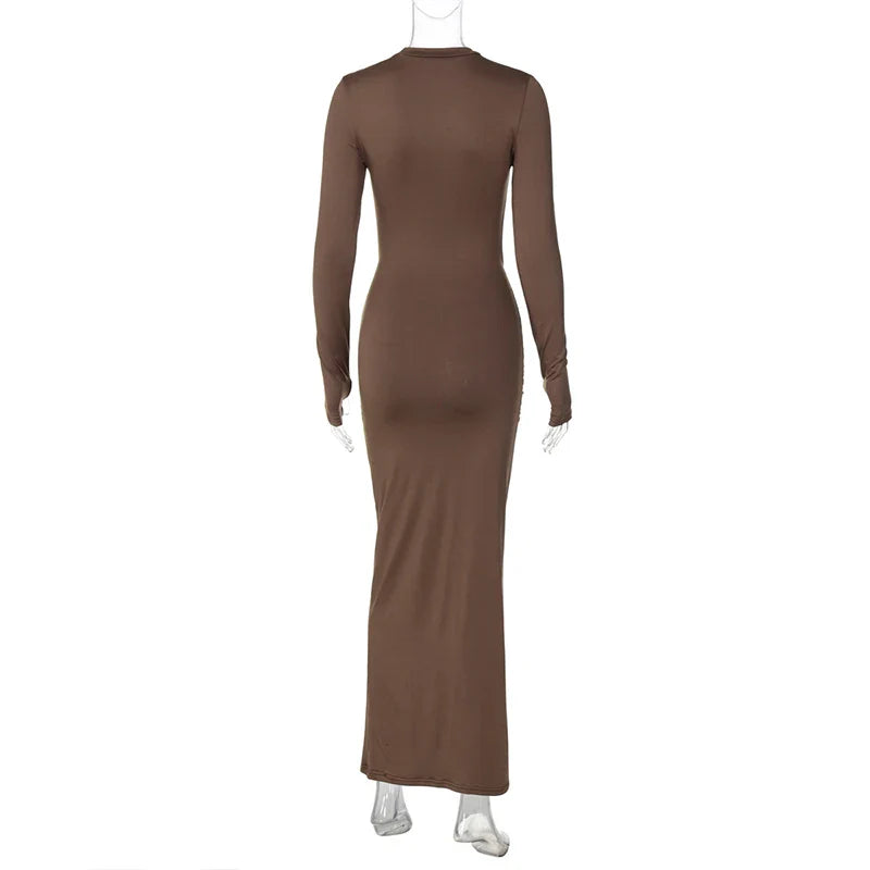 שמלת מקסי צנועה בעיצוב כיווצים - אודיה