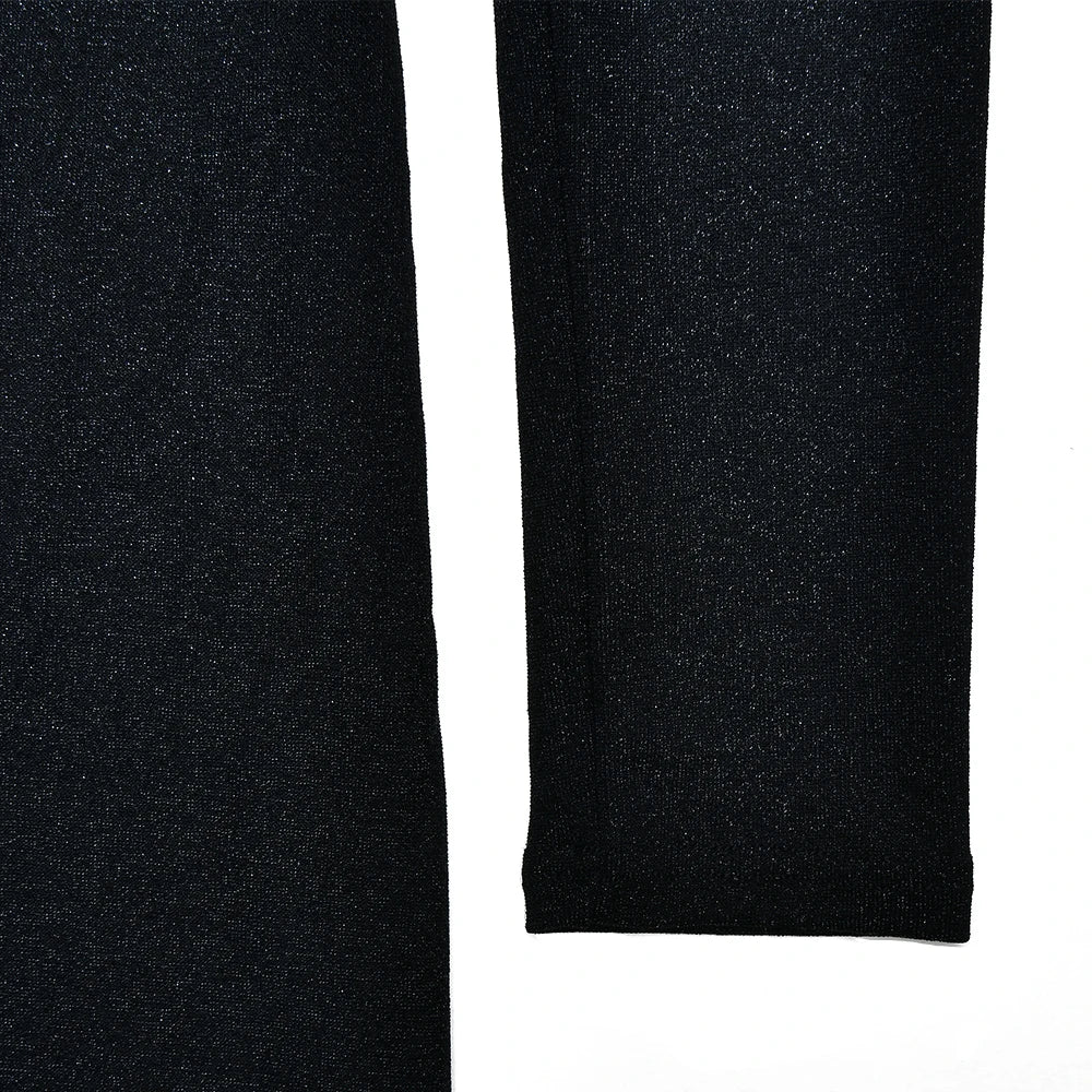 שמלת מקסי נצנצים צווארון גולף בעיטור פתח - Elliana