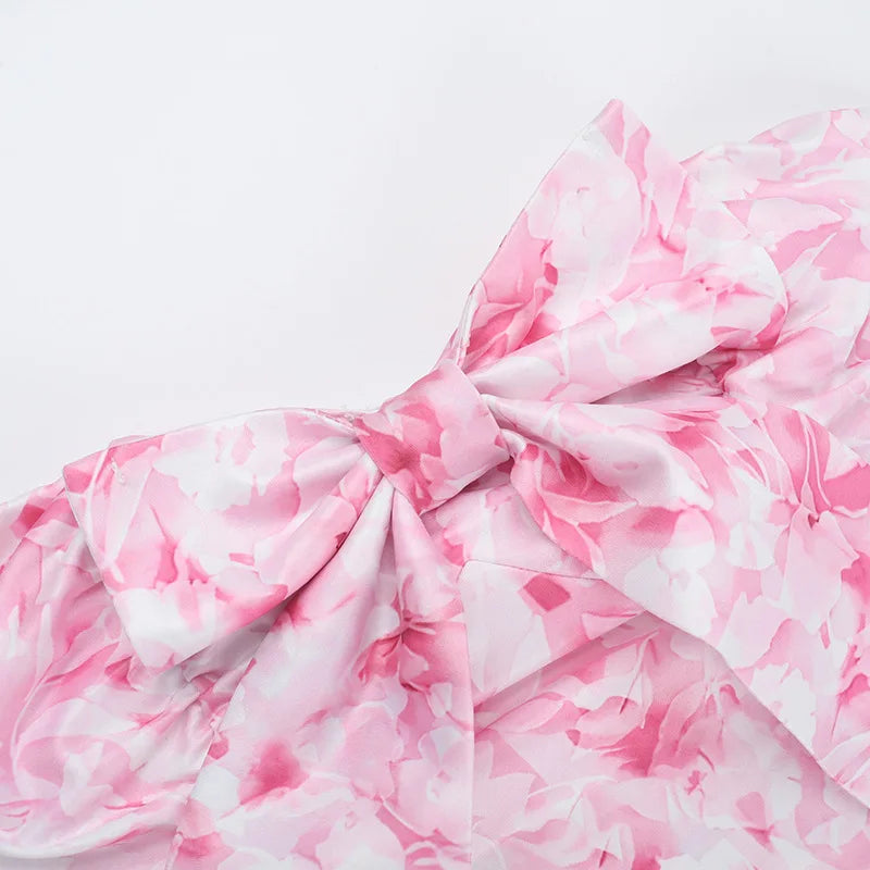 שמלת מיני סטרפלס פרחונית - סאמרי