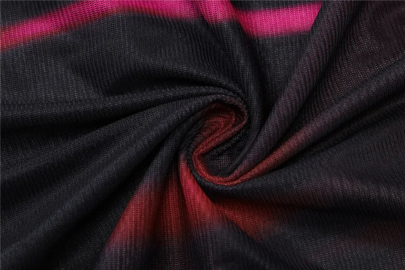 סט שני חלקים בד רשת בעיצוב טאי דאי טופ וחצאית מקסי בעיטור שסע - פלורנס