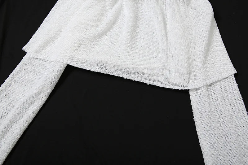 סט שני חלקים סרוג חצאית מקסי וחולצת כתפיים חשופות - עופרי