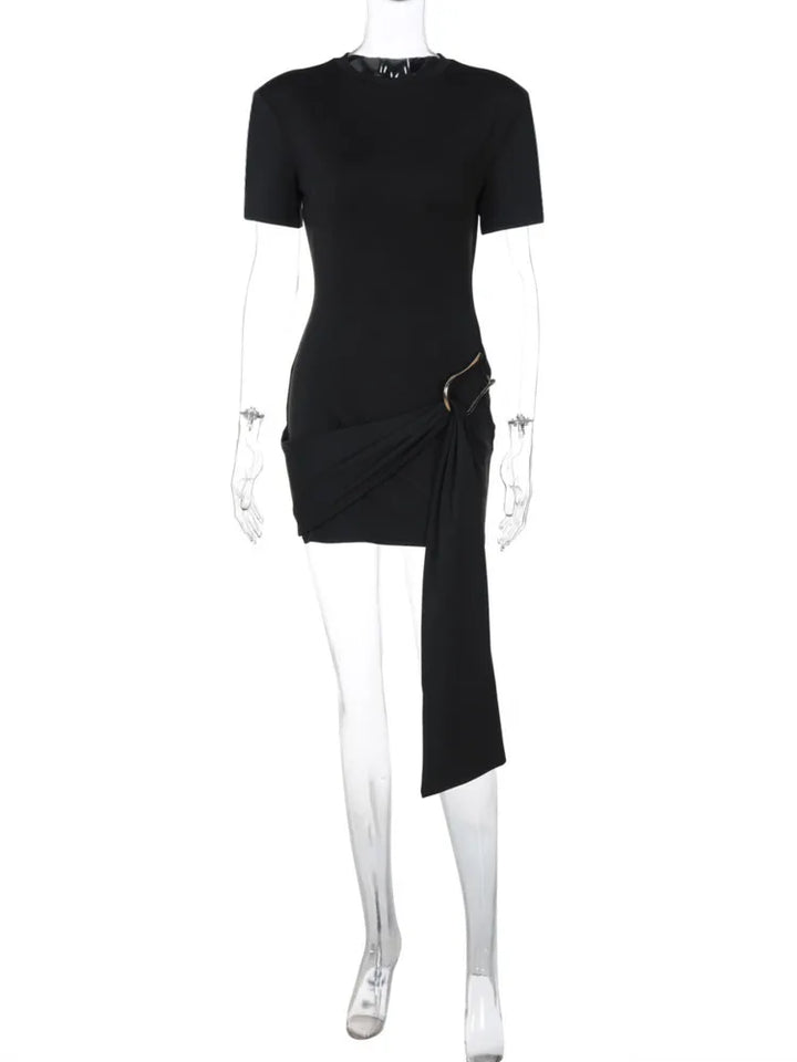 Specially designed mini dress with buckle and train decoration - Morgan