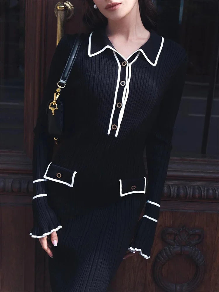 שמלת מקסי / מיני סרוגה בעיצוב אירופאי - Marceline