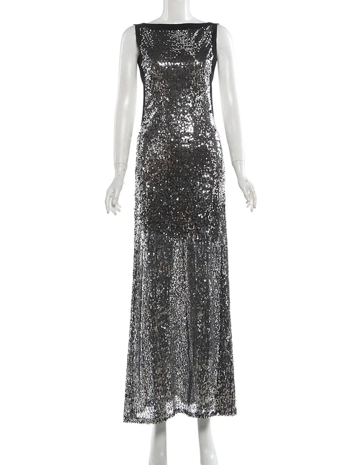 Open Back Sequin Maxi Dress - Lexi