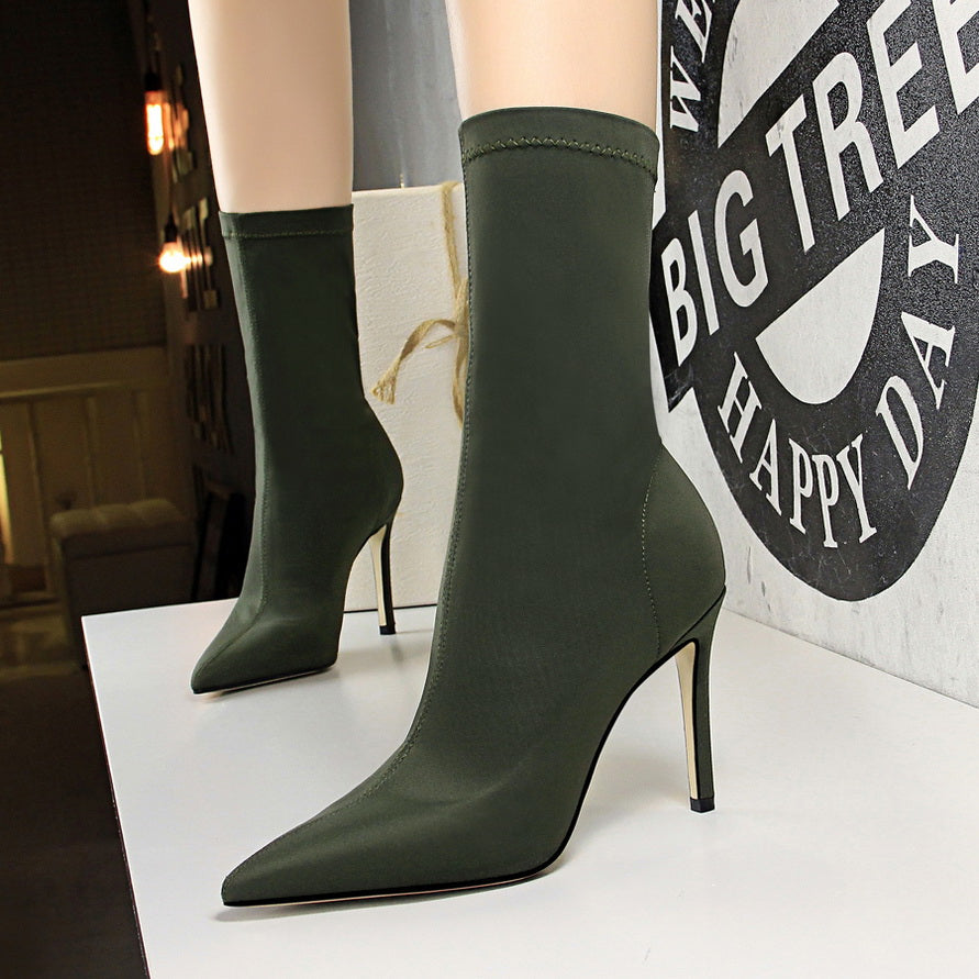 Silk Pointed Heel Boots - Chloé
