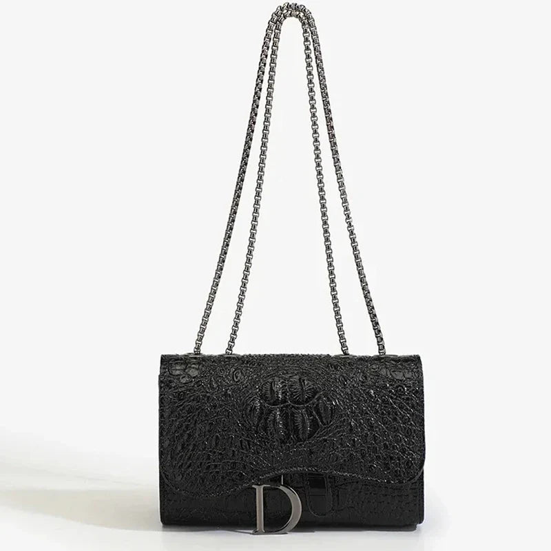 Glitter faux leather bag with D design